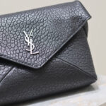 Saint Laurent Cassandre Envelope Messenger In Lambskin Black
